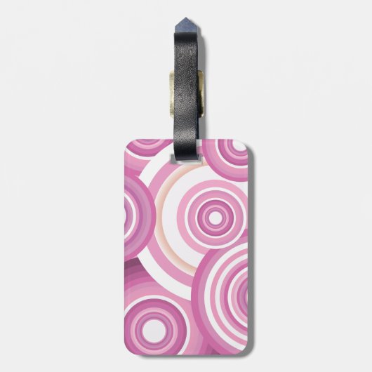 Pink Retro Circles Pattern Bagagelabel (Achterkant verticaal)