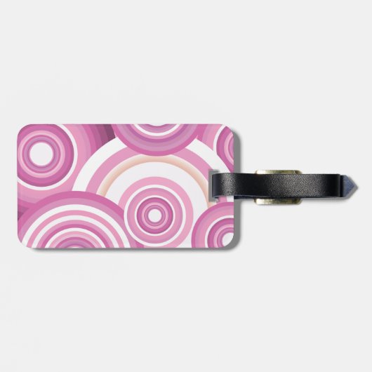 Pink Retro Circles Pattern Bagagelabel (Achterkant horizontaal)