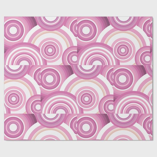 Pink Retro Circles Pattern Cadeaupapier (Vlak)