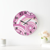 Pink Retro Circles Pattern Grote Klok (Huis)
