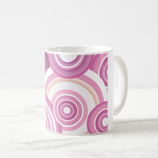 Pink Retro Circles Pattern Koffiemok (Voorkant rechts)