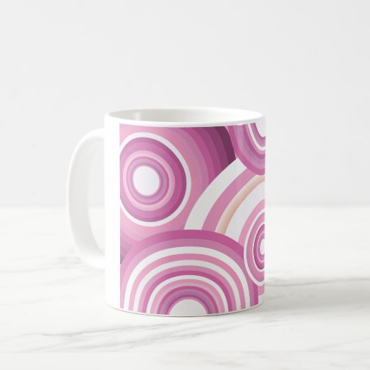 Pink Retro Circles Pattern Koffiemok (Voorkant links)