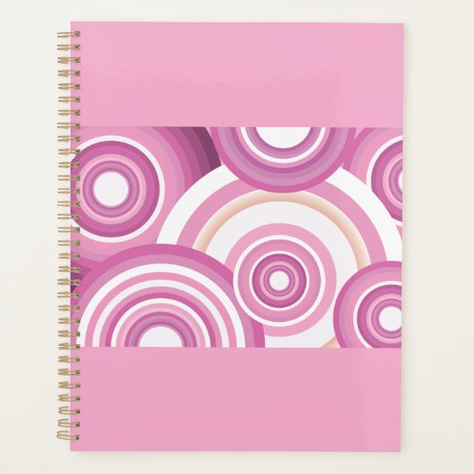 Pink Retro Circles Pattern Planner (Voorkant)