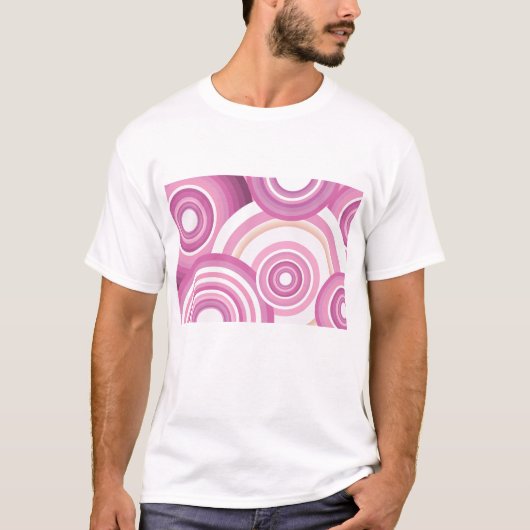 Pink Retro Circles Pattern T-shirt (Voorkant)