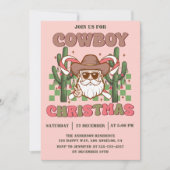 Pink Retro Cowboy Christmas Party Kaart (Voorkant)