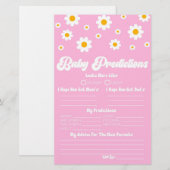 Pink Retro Daisy Baby shower voorspellingen activi Briefpapier (Voorkant / Achterkant)