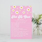 Pink Retro Daisy Vind het Gast Baby shower spel Briefpapier (Staand voorkant)