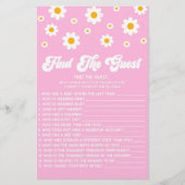 Pink Retro Daisy Vind het Gast Baby shower spel Briefpapier (Voorkant)