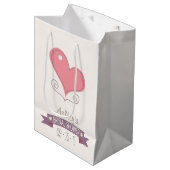 Pink Retro Doodle Heart Vrijgezellenfeest Medium Cadeauzakje (Voorkant Gekanteld)