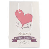 Pink Retro Doodle Heart Vrijgezellenfeest Medium Cadeauzakje (Achterkant)