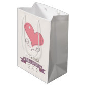 Pink Retro Doodle Heart Vrijgezellenfeest Medium Cadeauzakje (Achterkant Gekanteld)