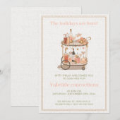 Pink retro drinks cart cocktail party invitation bedankkaart (Voorkant / Achterkant)