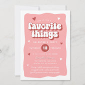 Pink Retro Favorite Things Galentine’s Day Party Kaart (Voorkant)