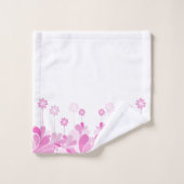 Pink Retro Floral Bloom Bad Handdoek (Wasdoekje)