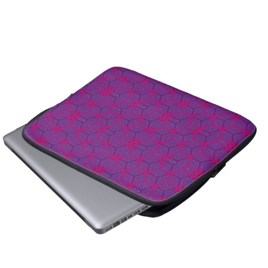 Pink retro geometric pattern laptop sleeve (Voorkant onderkant)