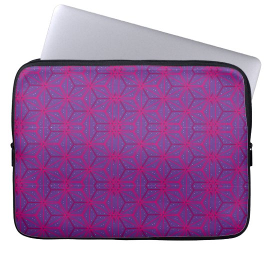 Pink retro geometric pattern  laptop sleeve (Voorkant)