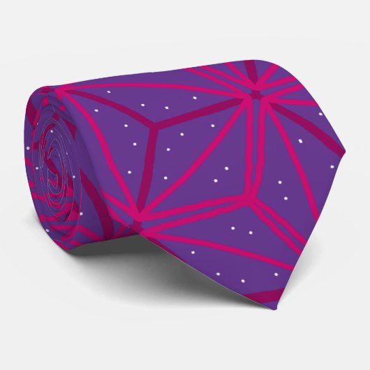 Pink retro geometric pattern stropdas (Opgerold)