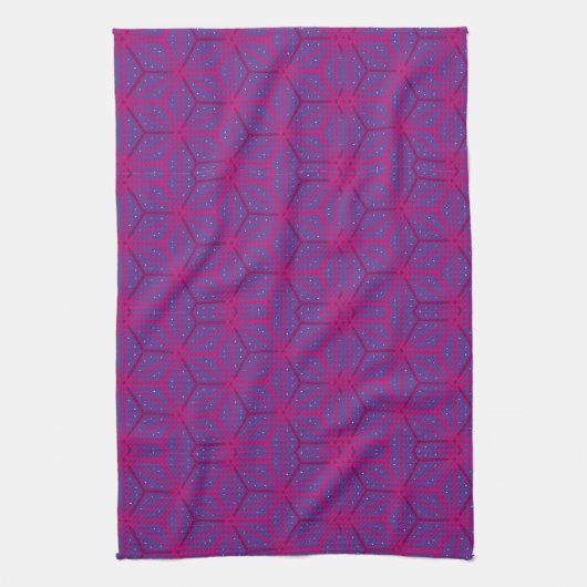Pink retro geometric pattern  theedoek (Verticaal)