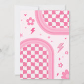 Pink Retro Groovy Birthday Party Kaart (Achterkant)