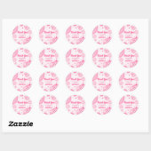 Pink Retro Groovy Birthday Party Ronde Sticker (Vel)