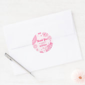 Pink Retro Groovy Birthday Party Ronde Sticker (Envelop)
