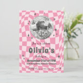 Pink Retro Groovy Coquette Disco Ball Birthday Kaart (Staand voorkant)