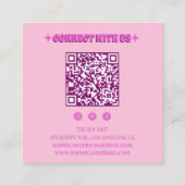 Pink Retro Groovy Wavy Checkered with QR Code      Vierkante Visitekaartje (Achterkant)