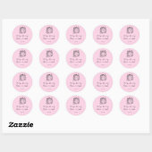 Pink Retro Hand Drawn Disco Ball Illustration  Ronde Sticker (Vel)
