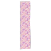 Pink Retro Hippy Roos Floral Patroon Korte Tafelloper (Voorkant)