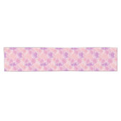 Pink Retro Hippy Roos Floral Patroon Korte Tafelloper (Horizontaal)