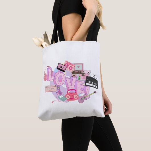 Pink Retro LOVE Tote – 90s Hits & Early 2000s  Bag (Dichtbij)
