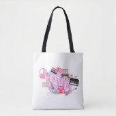 Pink Retro LOVE Tote – 90s Hits & Early 2000s  Tote Bag (Voorkant)