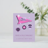 Pink Retro Merry Christmas Billboard Greeting Card Feestdagenkaart (Staand voorkant)