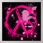 PINK RETRO PEACE SIGN POSTER (Voorkant)