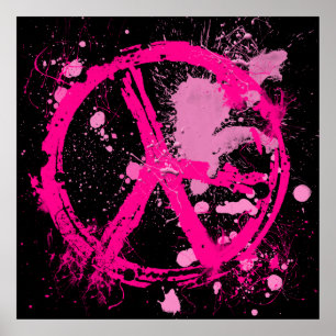 PINK RETRO PEACE SIGN POSTER