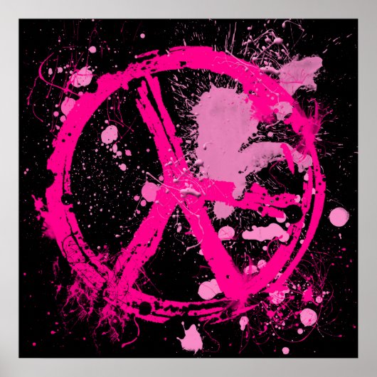 PINK RETRO PEACE SIGN POSTER (Voorkant)