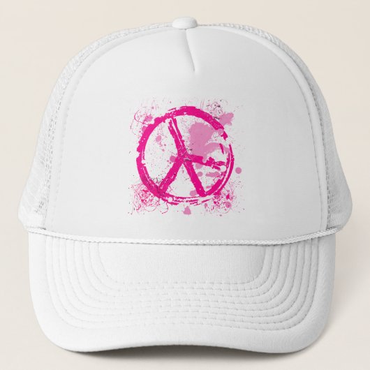 PINK RETRO PEACE SIGN TRUCKER PET (Voorkant)