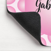 Pink Retro Polka Dot Monogram Script Name Muismat (Hoek)