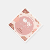 Pink Retro Pumpkin 1st Birthday Paper Napkin Servet (Hoek)