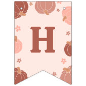 Pink Retro Pumpkin Birthday Bunting Banner (Tweede vlag)