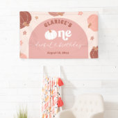 Pink Retro Pumpkin Birthday Large Banner (Insitu)