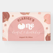 Pink Retro Pumpkin Birthday Large Banner (Horizontaal)