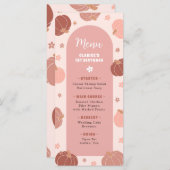 Pink Retro Pumpkin Boho First Birthday Menu (Voorkant / Achterkant)