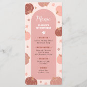 Pink Retro Pumpkin Boho First Birthday Menu (Voorkant)
