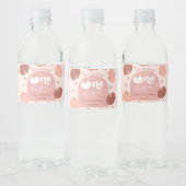 Pink Retro Pumpkin First Birthday Bottle Label Waterfles Etiket (Flessen)