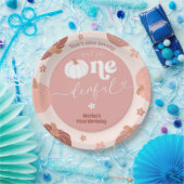 Pink Retro Pumpkin First Birthday Paper Plate Papieren Bordje (Feest)