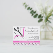 Pink Retro Seamstressverandering Tailor Visitekaartje (Staand voorkant)