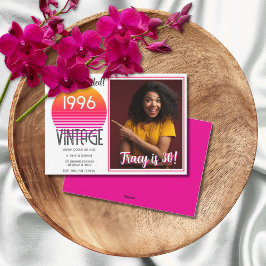Pink Retro Sun 1996 Photo 30th Birthday  Holiday  Feestdagenkaart