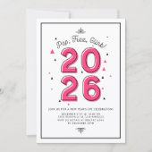Pink Retro Typografie 2017 Nieuwjaarsfeest Kaart (Voorkant)