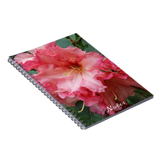 Pink Rhododendron Bloom Floral Notitieboek (Rechterzijde)